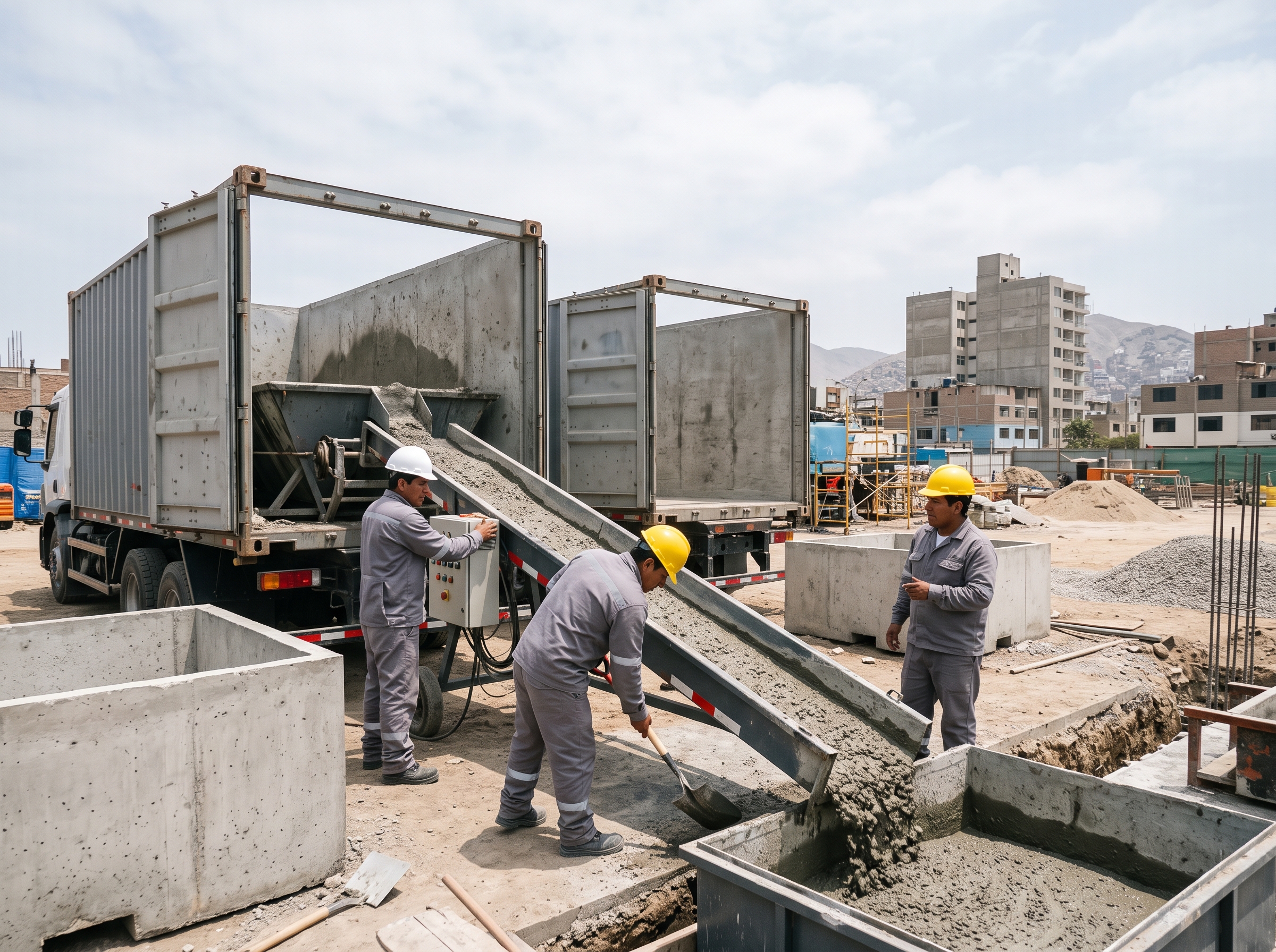 Contenedores de concreto con rampa de descarga