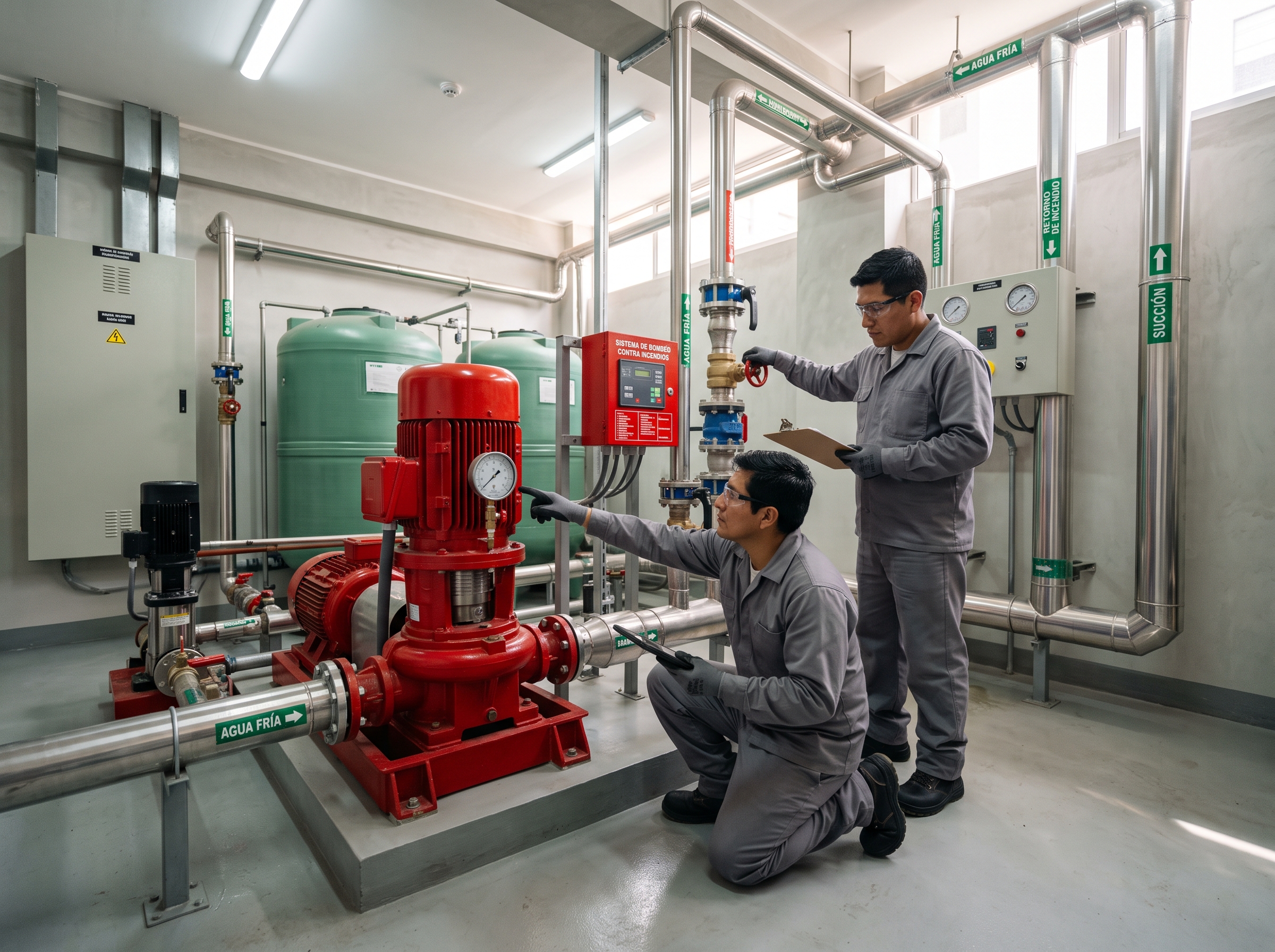 Sistema automático de bombeo de agua y bombas contra incendio